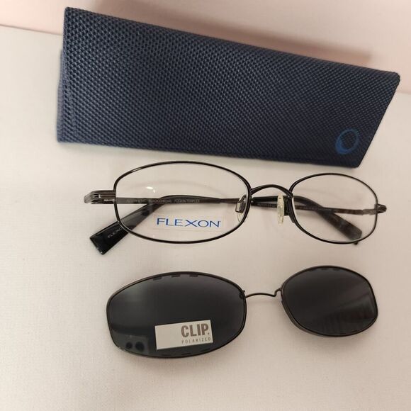 Marchon Flexon Autoflex Ultraclip 403UC Glasses Frames Clip On Sunglasses - Picture 3 of 6